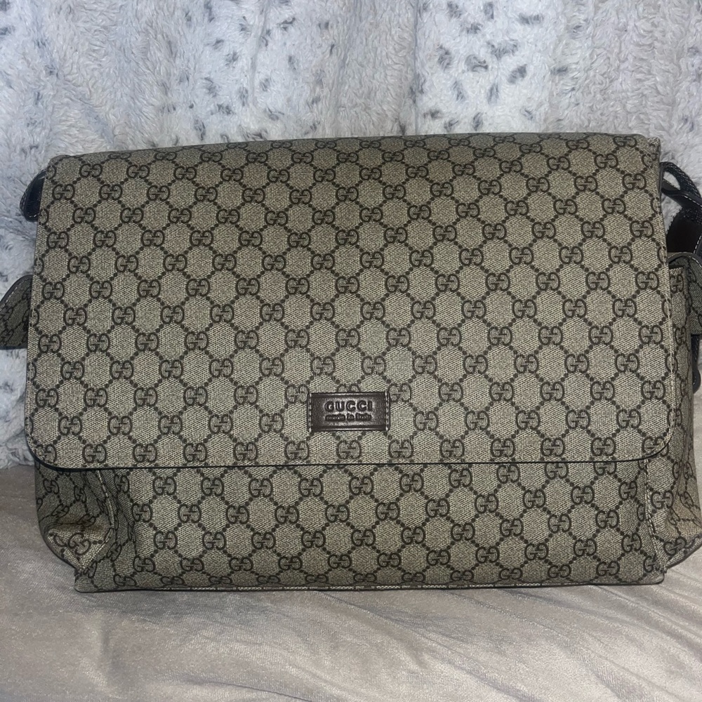 Gucci Beige and Brown Monogram Messenger Bag